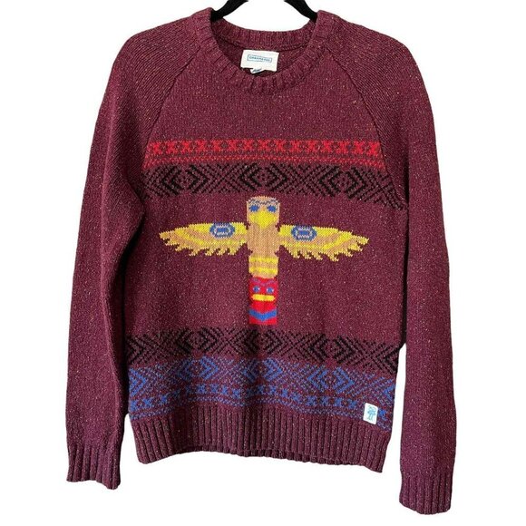 Urban Outfitters Character Hero Men's Maroon Speckle Totem Knit Sweater XSmall - Picture 1 of 5